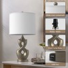 Maxax Sculptural Table Lamp, 24" Antique Silver Nightstand Lamp Set of 2 with USB Ports for Bedroom Living Room - 4 of 4
