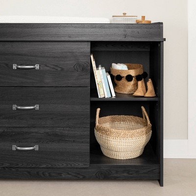 Gray Oak Rustic Changing Table with Drawers