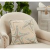 Saro Lifestyle Embroidered Starfish Pillow - Down Filled, 18" Square, Aqua - 3 of 3
