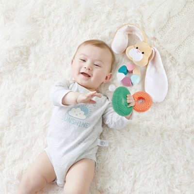 Hape Bunny Wooden Ring Stacker with Multi-Textured Rings