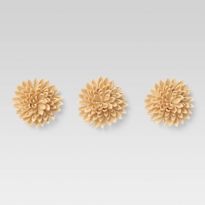 (Set of 3)Wall Flowers Brown - Threshold™