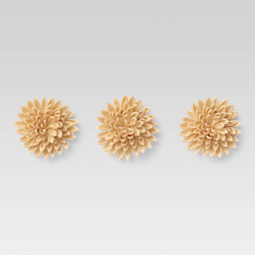 (Set of 3) Wall Flowers Brown - Threshold