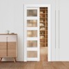 VEVOR Sliding Pocket Door,36" x 80",5-Lite Frosted Glass Single Sliding Door with Hardware Kit,Sturdy Solid Wood & MDF Pocket Doors Slab ,Black&White - 2 of 4