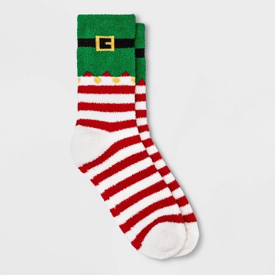 Women's Striped Elf Cozy Holiday Crew Socks - Wondershop™ Red/Green/White 4-10