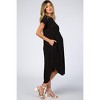 PinkBlush Black Ribbed Curved Hem Maternity Midi Dress - 2 of 4