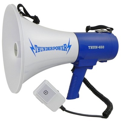 ThunderPower THUN450 1200 Yard Sound Range 35 Watt Portable PA Bullhorn Megaphone Speaker with 3 Megaphone Modes, Blue