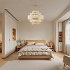 PAKOKULA 30 in. 12-Light Gold Bohemian Rattan Tiered Drum Chandelier with Beige Hand Woven Shades - 4 of 4