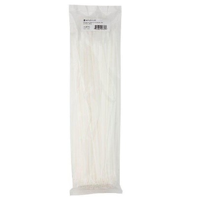 Monoprice 14-inch Cable Tie, 100pcs/Pack, 50 lbs Max Weight - White