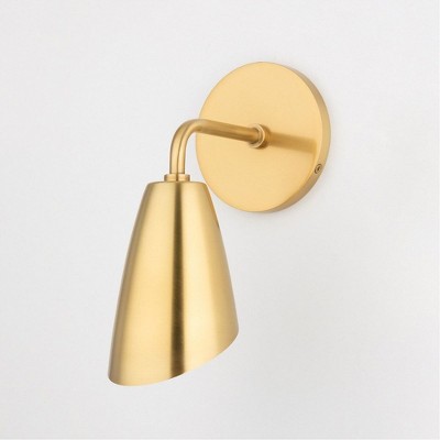 Elegant Aged Brass Metal Sconce with Dimmable LED Light