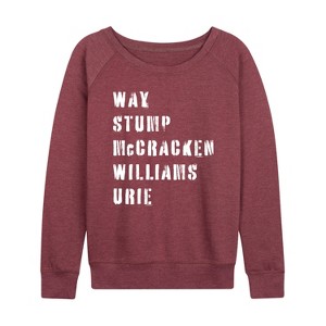 Women's - Instant Message - Emo Band List Lightweight French Terry Wide Neck Long Sleeve Shirt - 1 of 4