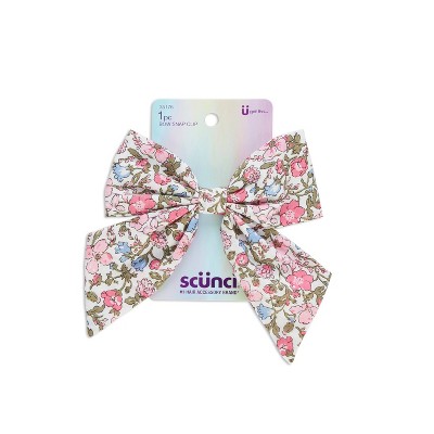 scunci Kids Bow Snap Clip - Pink Floral - 1pc