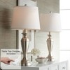 Regency Hill Blair Traditional Table Lamps 25" High Set of 2 Brushed Nickel with Table Top Dimmers White Fabric Drum Shade for Bedroom Living Room - 2 of 4