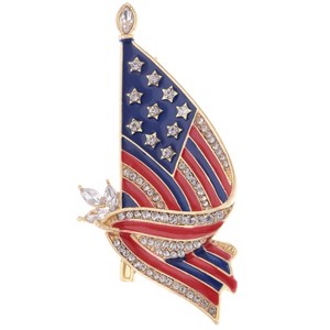 Anna-Kaci Crystal Rhinestone 4th of July American USA Flag Patriotic Pin Brooch - 1 of 4