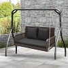 Tangkula Wicker Outdoor Porch Swing 800 LBS Capacity Outdoor Swing Bench w/ Hanging Chains - 4 of 4