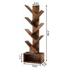 Aoibox 6 Tier Tree Bookshelf with Drawer Freestanding Tall Bookcase Floor Storage Organizer Rustic Brown for Home Office - 3 of 4