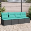 vidaXL 4-Seater Patio Sofa Outdoor Furniture - Black Poly Rattan with Cushions, Modular Design, Adjustable Feet - 2 of 4