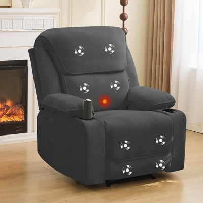 Electric Power Recliners with Massage and Heat Adjustable Armchair with Cup Stand, Ideal for Living Room, Office, Bedroom，Black