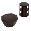 Okak Set of 2 Octagon Nesting Coffee Tables Rubber Wood with Storage Shelf, 31.5" Mid-Century Accent Tables for Living Room - 2 of 4