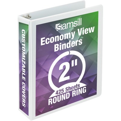 Samsill View Binder Round Ring 2" Capacity 11"x8-1/2" White 18567