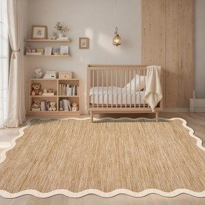 Modern Washable Rug Scalloped Rug with Non Slip Backing - 1 of 4