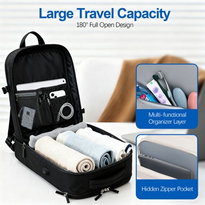 SUGIFT Expandable Travel Backpack 20L-30L, Water-Resistant 17.3 Inch Laptop Backpack with USB Charging Port for Business — фото 8