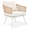 Maliang 4-Piece Boho Rope Patio Furniture Set with Acacia Wood Table, Deep Seating & Thick Cushion for Backyard Porch Balcony, Beige - 3 of 4