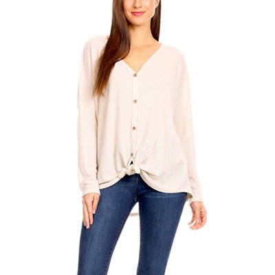 Anna-Kaci Women's The Perfect Tie Front Thermal Top for Everyday Looks