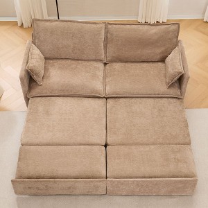 NicBex Convertible Pull Out Sofa Bed Loveseat Couch with Charging Ports & Side Storage,Chenille Fabric Sleeper Sofa for Living Room,Bedroom,Khaki73,6" - 1 of 4