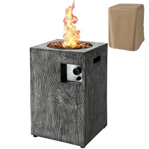 Costway 16'' Square Outdoor Propane Fire Pit w/Lava Rocks Waterproof Cover 30,000 BTU - 1 of 4