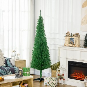 NAYSAYE 6FT Unlit Xmas Tree 390 Branch Tips Slim Pencil Artificial Christmas Tree Indoor Holiday Decoration for Festive Home and Office, Green - 1 of 4