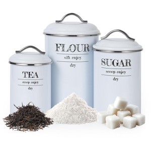 GustoWave Kitchen Canister Set of 3 with Airtight Lids, Farmhouse Food Storage Container Set for Cereal, Coffee, Flour and Sugar, White - 1 of 4