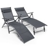 Costway Patio Folding Aluminum Lounge Chair Chaise Adjustable Back Armrest Headrest - 2 of 4