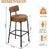 DYHOME 24 inches Bar Stools Set of 3, Counter Height Bar Stools with Leather Pad Wood Back, Leather Upholstered Bar stools for Kitchen Island, Cafe - 2 of 4