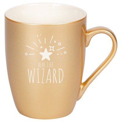 Elanze Designs Real Life Wizard 10 Ounce Ceramic Laser-Etched Engraved Drinkware Mug, Metallic Vegas Gold