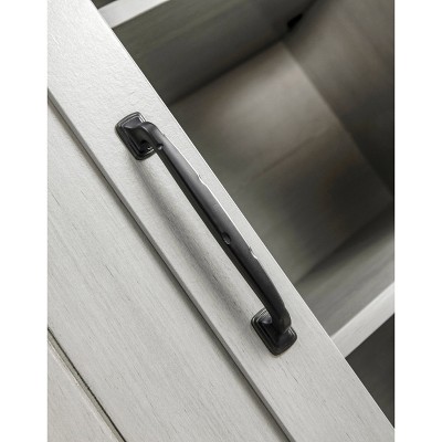 Coast-to-Coast Barn Door TV Stand in Off-White with Adjustable Shelves