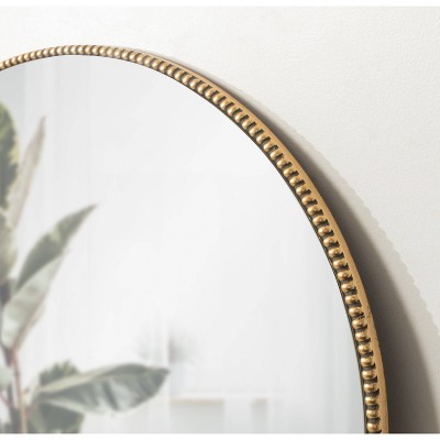 Gwendolyn Round Gold Beaded Accent Vanity Mirror