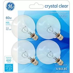 GE 60W 4pk G16 Incandescent Light Bulb White/Clear