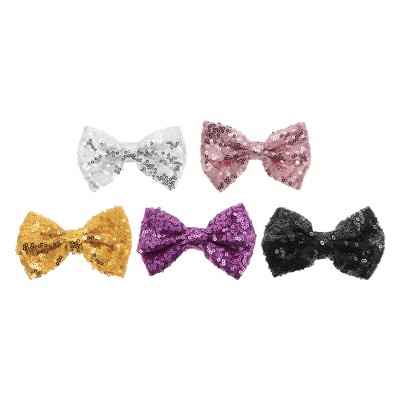 Unique Bargains Elegant Sequins Bow Hair Clip 5 Pcs
