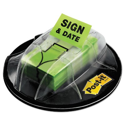 Post-it Page Flags in Dispenser "Sign & Date" Bright Green 200 Flags/Dispenser 680HVSD