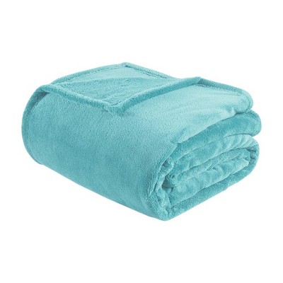King Aqua Plush Reversible Machine Washable Blanket