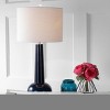 JONATHAN Y 31" Glass Hope Table Lamp (Includes LED Light Bulb) Blue : Linen Shade and Chrome Accents - 2 of 4