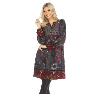 Women's Paisley Floral Embroidered Sweater Dress - 1 of 4
