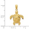 Black Bow Jewelry 14k Yellow or White Gold Diamond-Cut Sea Turtle Pendant, 17 x 24mm - 4 of 4