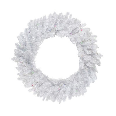 Northlight 30" Pre-Lit LED Snow White Christmas Wreath - Multicolor Lights