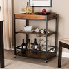 Capri Oak and Finished Mobile Metal Bar Cart with Stemware Rack Brown - Baxton Studio - 2 of 4