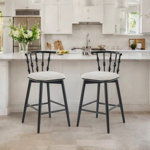 Christopher Knight Home Doria Modern Rubberwood Upholstered Barstools (Set of 2) - 1 of 4