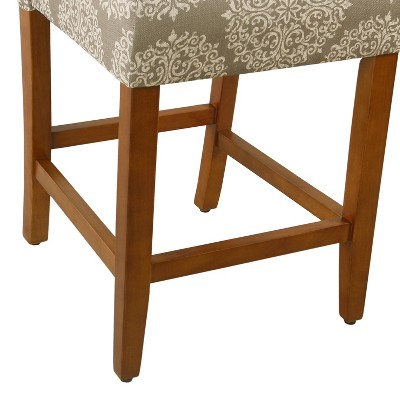 Braeburn 24" Tan and Cream Upholstered Counter Stool with Brown Wood Legs