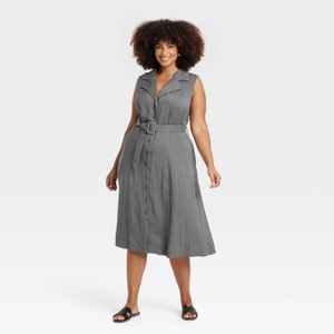 Women's Tie-Waist Midi Shirtdress - A New Day™ - 1 of 3