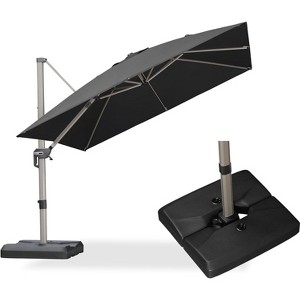 PURPLE LEAF Deluxe Aluminum Outdoor Patio Umbrella Square Cantilever Umbrellas - 1 of 4