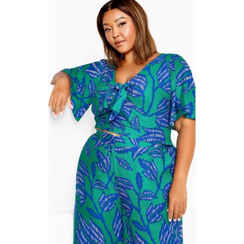 Women's Plus Size Escapism Print Top - Aqua | City Chic : Target